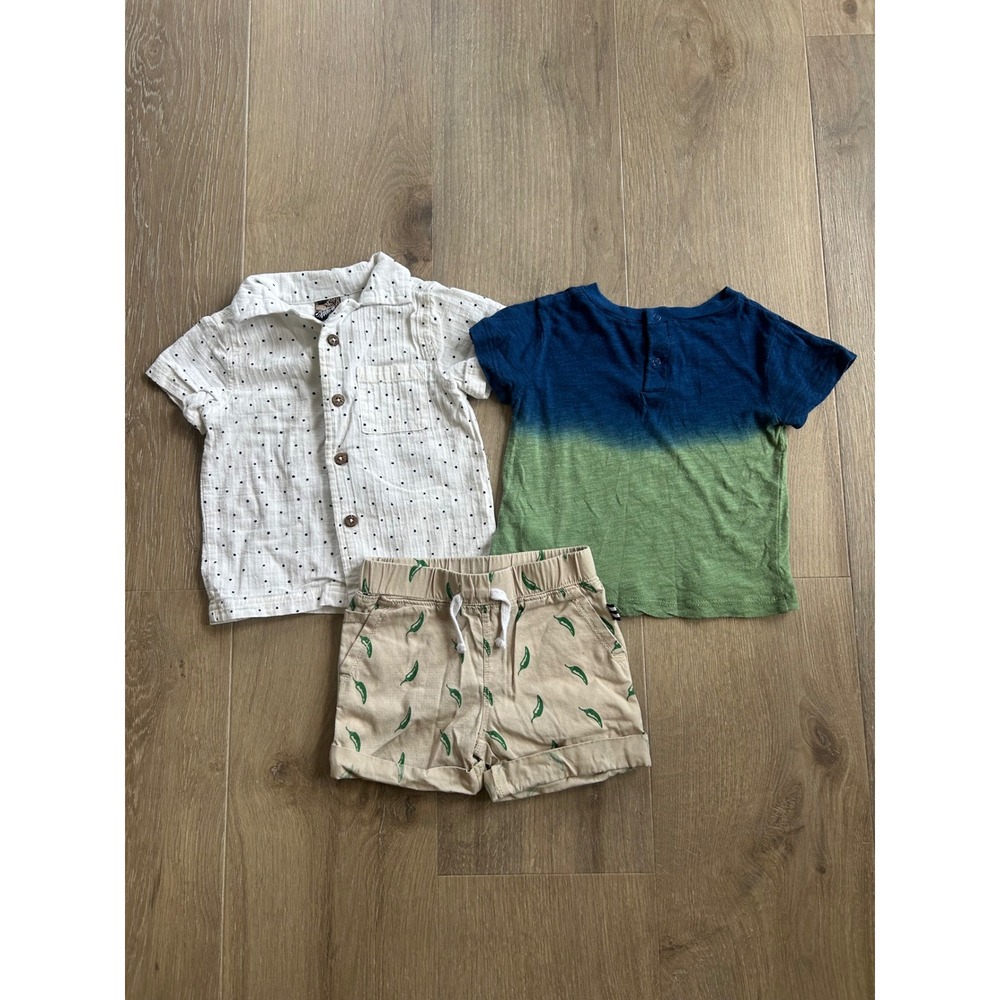 Toddler Boy 3pc Button Down Shirt and Chili Pepper Shorts Set Size 12 Months
